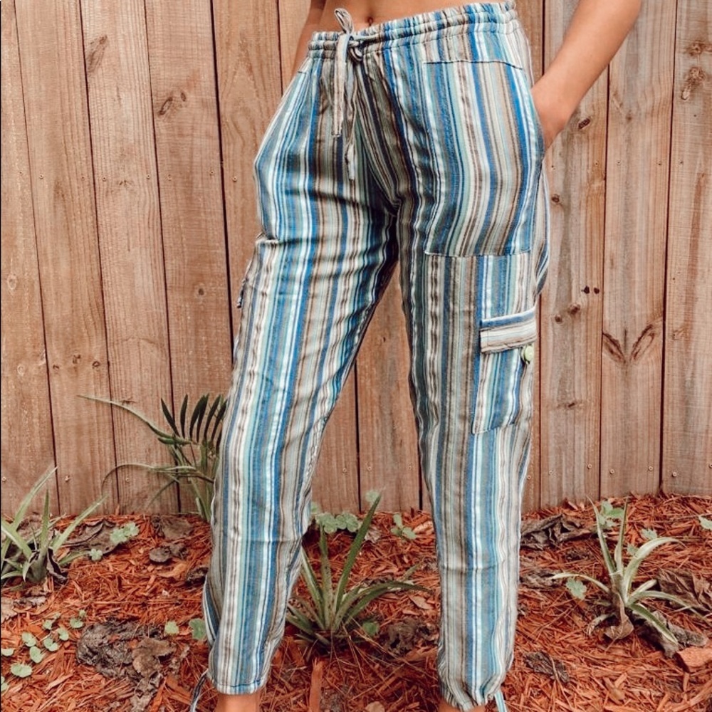 Bohemian Striped Unisex Boho Trousers w/ Pockets